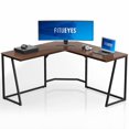thumbnail image 1 of FITUEYES Modern L-Shaped Desk Corner Computer Desk PC Laptop Study Table Workstation Home Office Wood & Metal, LCD114001WE, 1 of 7