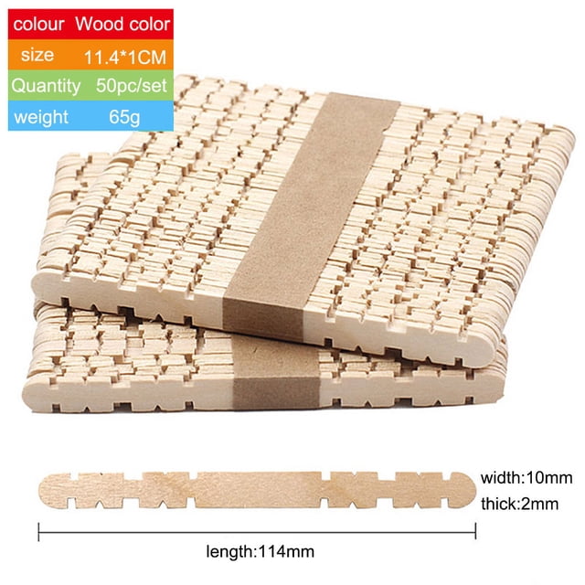 50 Pcs Sticks Ice Cream Sticks Natural Wood Popsicle DIY Sticks