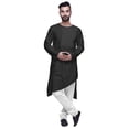 thumbnail image 1 of Atasi Kurta Long Asymétrique Indien pour Homme, Kurta Uni à Col Rond, Tenue de Fête, 1 of 5