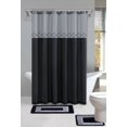 thumbnail image 1 of 15-Piece Bathroom Set  2-Rugs/Mats Non Slip  1 Fabric Shower Curtain  With 12-Fabric Covered Rings  Different Styles and Colors For Home Bath Dcor Peony Purple, 1 of 7
