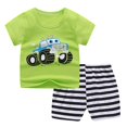 thumbnail image 1 of LSLJS Toddler Baby Boy Clothes Cartoon Print Pattern Short Sleeve Tops+ Casual Shorts Summer Outfits Set, 1 of 5