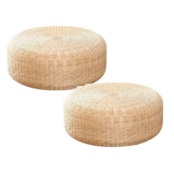 2Pack Seat Cushion Natural Straw Woven Floor Pillow Outdoor Round Floor Cushion Sitting Handmade Meditation Cushion For Zen Yoga Practice Or Buddha Meditation Beige Diame Cushion Home Decor