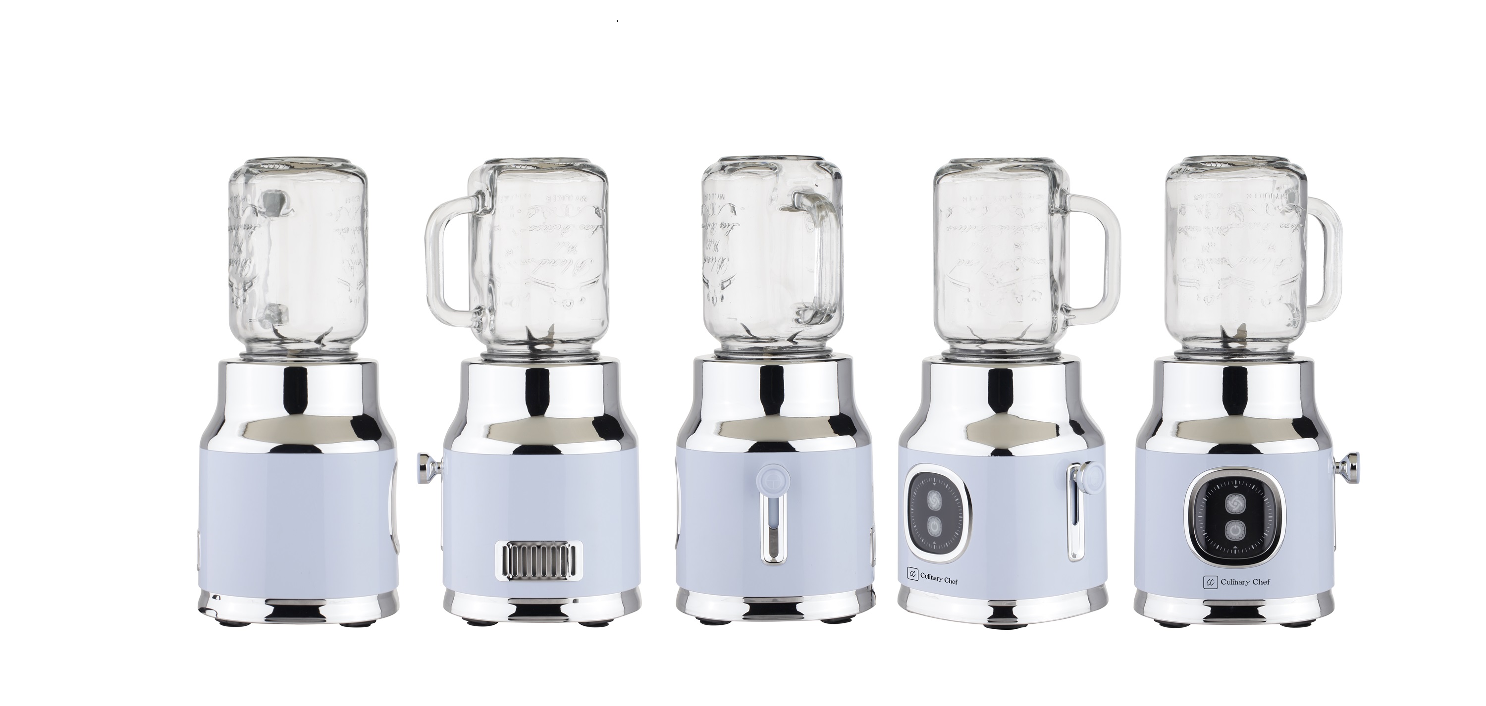 Culinary Chef 300-Watt Retro Smoothie Maker with Stainless Steel Blade, Mason Jar and Straw Included