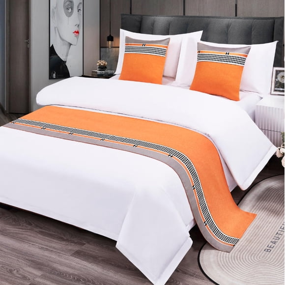 SXLXYOF King Size Bed Runner Scarves No Fading Soft Bed Tail Towel Microfiber Bed Scarf Bedspread Pillowcase Matching Cushion Set Hotel Home Bedding Decoration,C-1*Pillowcase