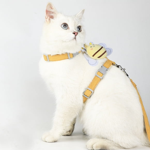 Cat Harness and Leash for Walking – Escape Proof I-Type No Pull Harness with Adjustable Chest Strap – Soft Breathable Polyester Pet Harness and Traction Rope for Outdoor Cats