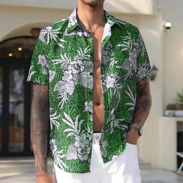 Men's Summer Floral Print Hawaiian Short Sleeve Lapel Shirt