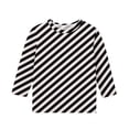 thumbnail image 3 of MeetoTime T-Shirt à Manches 3/4 Rayé Imprimé pour Enfants Col Rond Décontracté Ample Blouses pour Garçons Filles 3-12 Ans, 3 of 4