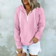 thumbnail image 2 of Besolor Womens Fall Fashion Quarter Zip Hoodies Sweatshirts Casual Long Sleeve Solid Color V Neck Drawstring Pullover Tops, 2 of 6