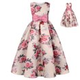 thumbnail image 1 of Penkiiy Robe Fleurie Filles Sans Manches Coton Imprimée Robes 4-5 Ans Rose, 1 of 7