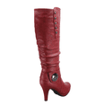 thumbnail image 3 of Bottes Chaussures Mode Décontractées pour Femmes à Talons, Hauteur Genou, Plateforme, Fermeture Éclair Latérale, Boucle ( Rouge, 10), 3 of 5