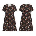 thumbnail image 3 of Bixox Robe d'Été à Manches Courtes pour Femmes Robe Ample Longueur Genou avec Poches-Bulldog avec Lunettes de Soleil, 3 of 7