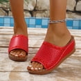 thumbnail image 4 of Womens Low Wedge Sandals Comfortable Dressy Arch Support Slides Orthopedic Sandals Slip On Summer Shoes, 4 of 9