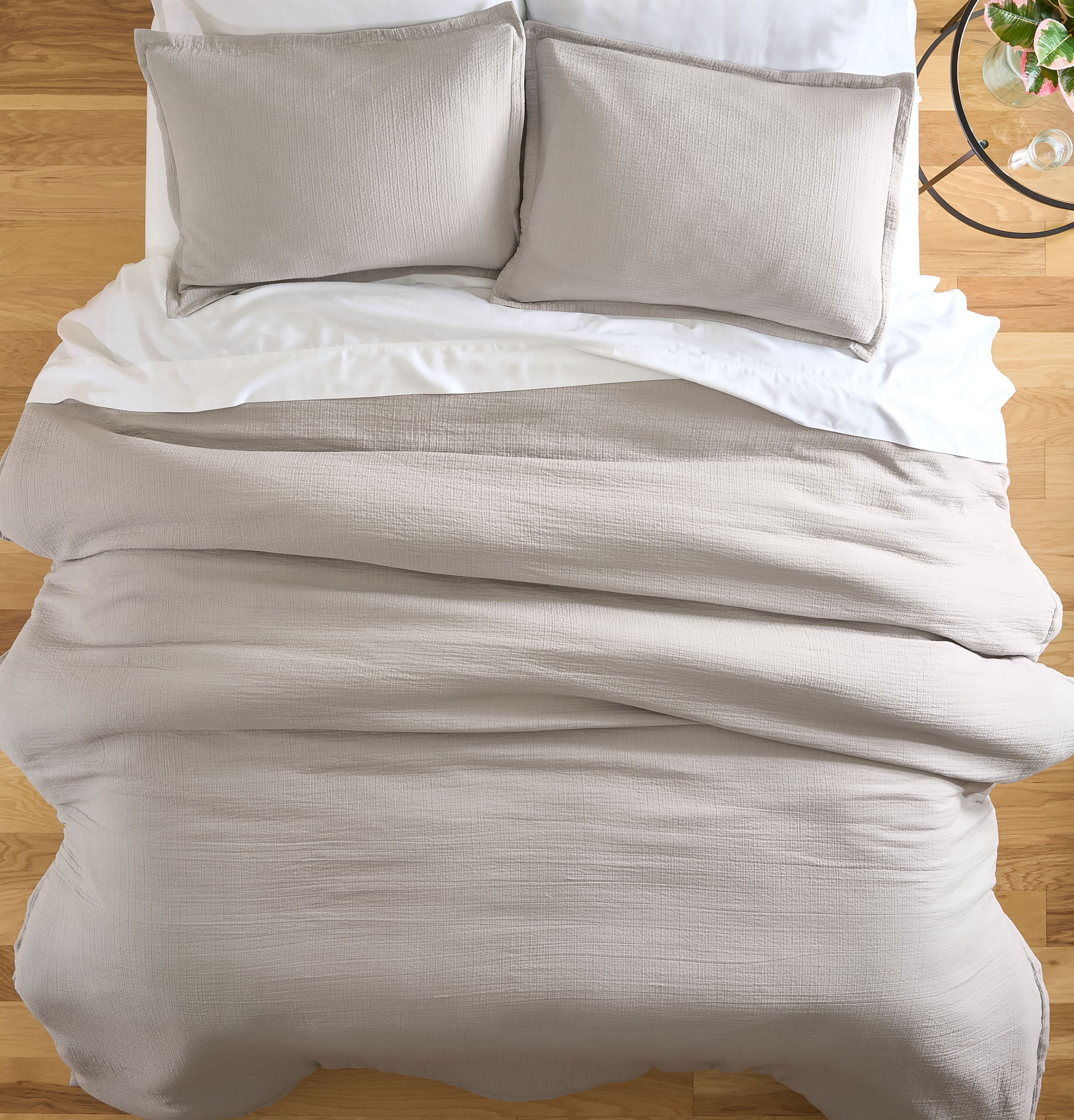 Better Homes & Gardens Ensemble de housse de couette froissée en gaze douce couleur argent, 3 pièces, Adulte Double/Queen