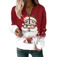 thumbnail image 1 of Innerwin Pullover Christmas Ladies Xmas Tops Work V Neck Casual Sweatshirt Wine Red S, 1 of 2