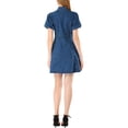 thumbnail image 3 of INSPIRE CHIC Robe en Denim pour Femme à Manches Courtes Bouffantes, Robe Chemise à Boutons, 3 of 6