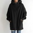 thumbnail image 5 of Womens Solid Color Hoodie Zipper Long Sleeve Sweatshirts Pockets Long Coat Tops, 5 of 5