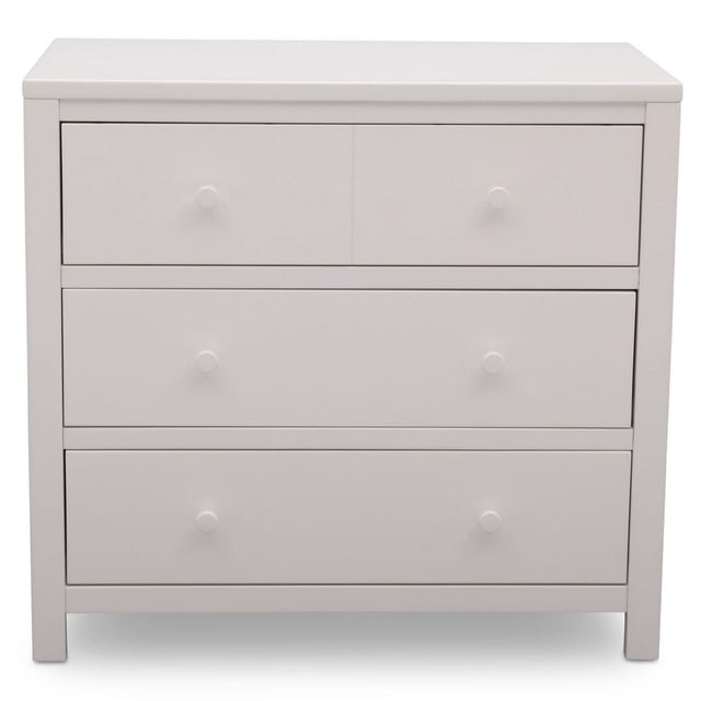 Delta Children Commode à 3 Tiroirs Blanche avec Trois Tiroirs, Dont un Tiroir Supérieur Divisé, Fabriquée en Bois de Pin et en composites pour la Durabilité des Meubles pour Enfants; Dotée de Glissières Métalliques Fluides avec Butées de Sécurité et Fini Non Toxique, Idéale pour un Rangement Organisé dans les Chambres d'Enfants.