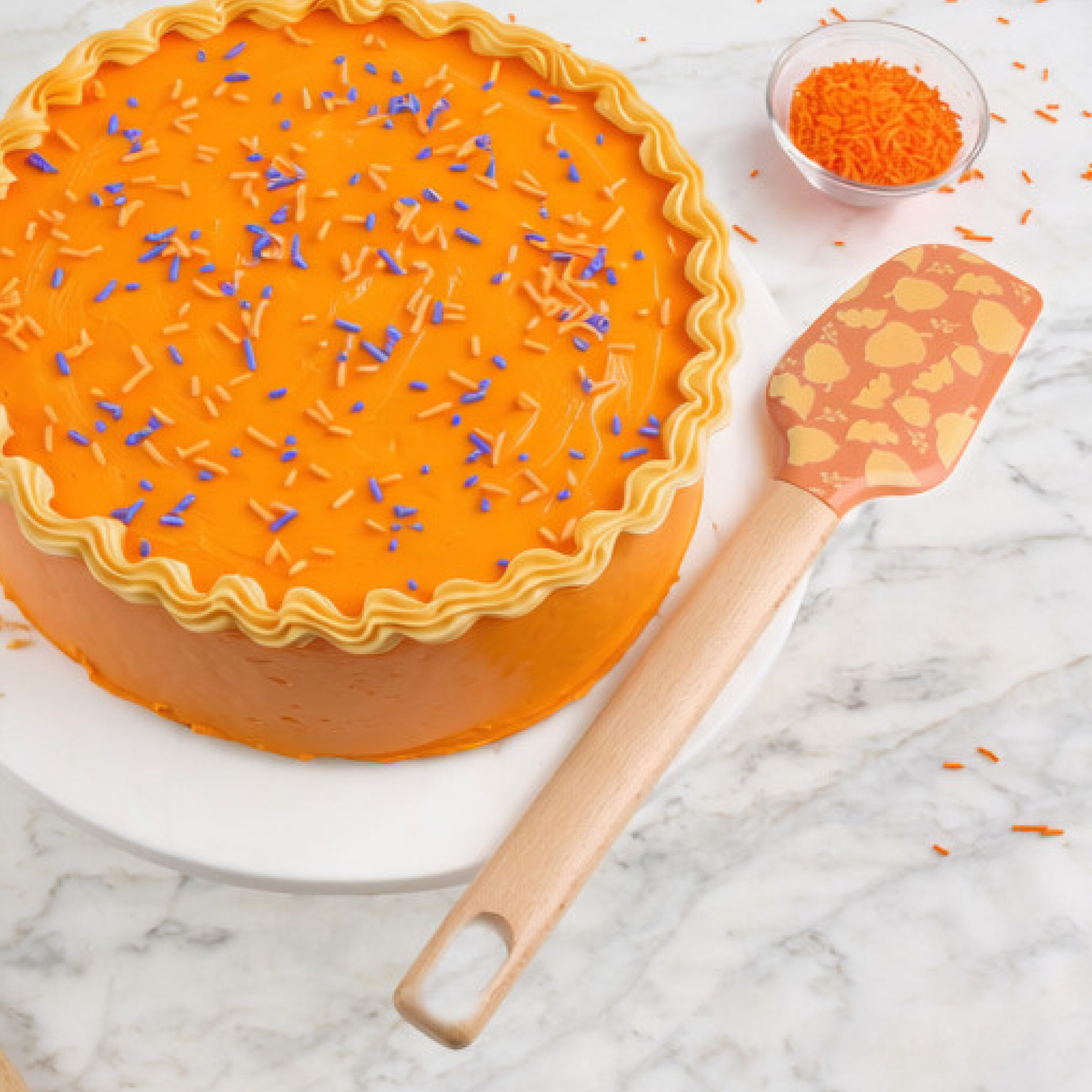 Tout-pour-célébrer spatule silicone 12", noisettes orange