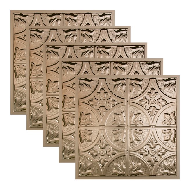 Great Lakes Tin Jamestown Champagne 2ft x 2ft Lay In Ceiling Tiles (5 Pack)