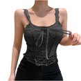 thumbnail image 2 of LSLJS Débardeurs à Bretelles Spaghetti pour Femmes Mode Femmes Camisoles Ajourées à Col Rond Gilet Dames Uni Ajusté Court Hauts, 2 of 5