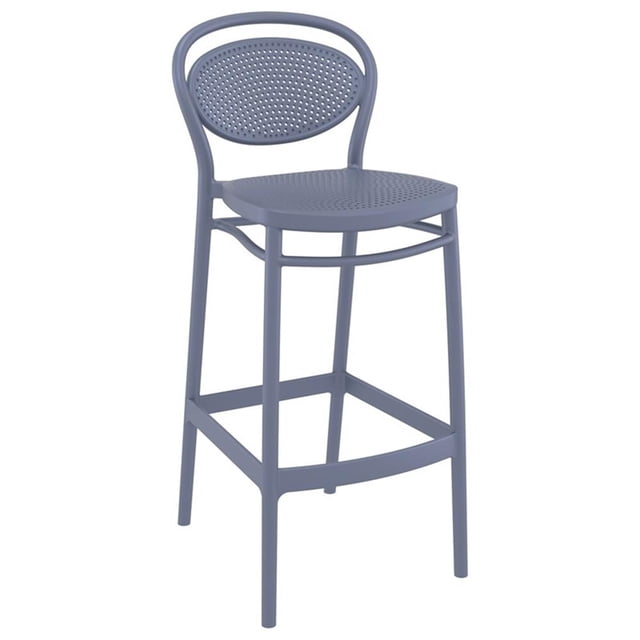 Compamia Marcel Contemporary Resin Indoor Outdoor Bar Stool - Set of 1, Dark Gray