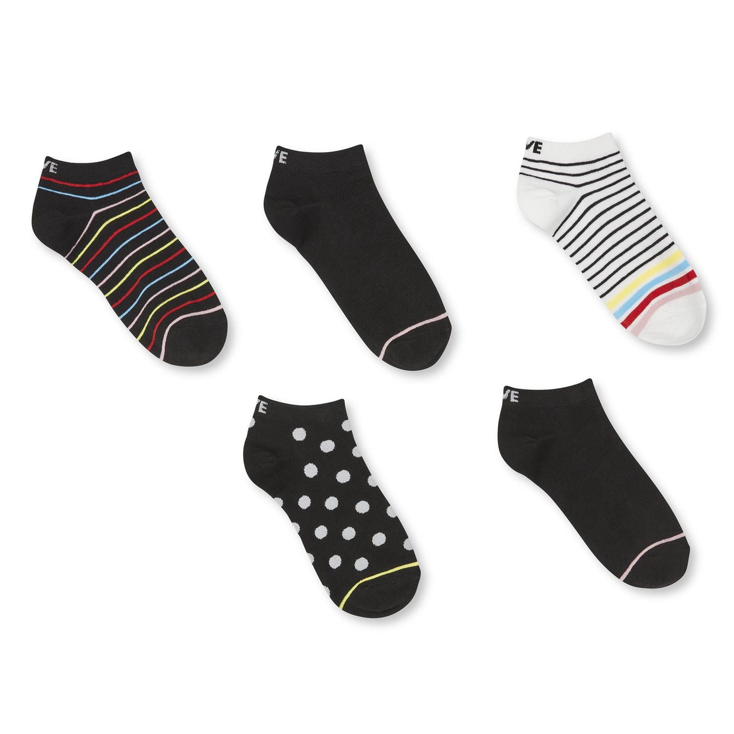 Lot de 5 paires de socquettes LOVE Ellen DeGeneres pour femmes