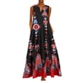 thumbnail image 1 of Robe Maxi d'Été Sans Manches à Rayures Imprimées à Col en V Vintage Décontractée pour Femme, 1 of 1