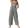 thumbnail image 4 of Gupgi Women Loose Style Overalls, Sleeveless Square Collar One-piece, 4 of 6