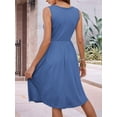 thumbnail image 4 of Robes d'Été pour Femmes Sans Manches Décontractées Amples Évasées à Boutons Robe Midi avec Poches Bleu Ciel m, 4 of 9