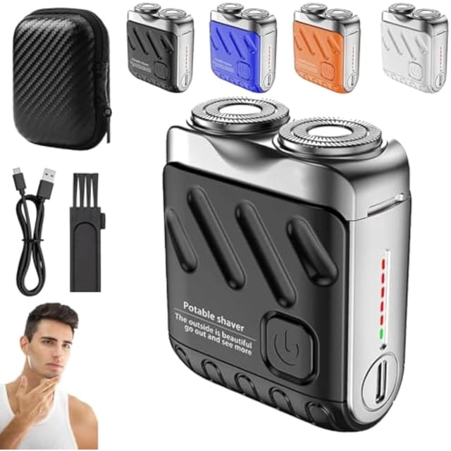 Meigline Mini Shaver, Meigline Shaver Mini Electric Razor, Minis Electric Explosive Shavers, Beard Shavers Minis and Portable Suitcase Design, Ipx7 Waterproof, for Men Home Travel (1PC*Black)