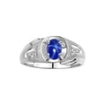 thumbnail image 1 of RYLOS Men's Rings Sterling Silver Rings Classic Designer Style 8X6MM Gemstone & Diamond Ring Blue Star Sapphire September Birthstone Rings For Men Size 10, 1 of 7