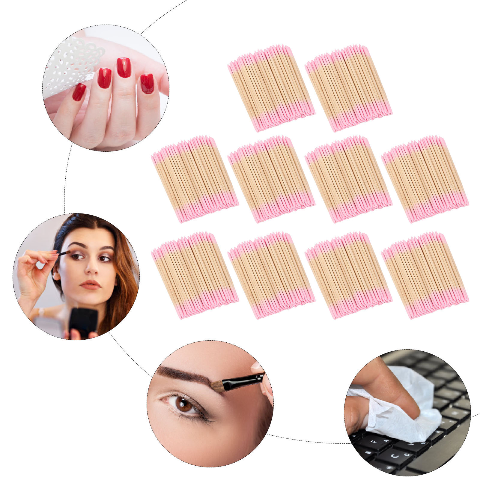 Tampons de Précision, 10 Sacs Tampons Double Pointe Outil de Beauté pour Maquillage