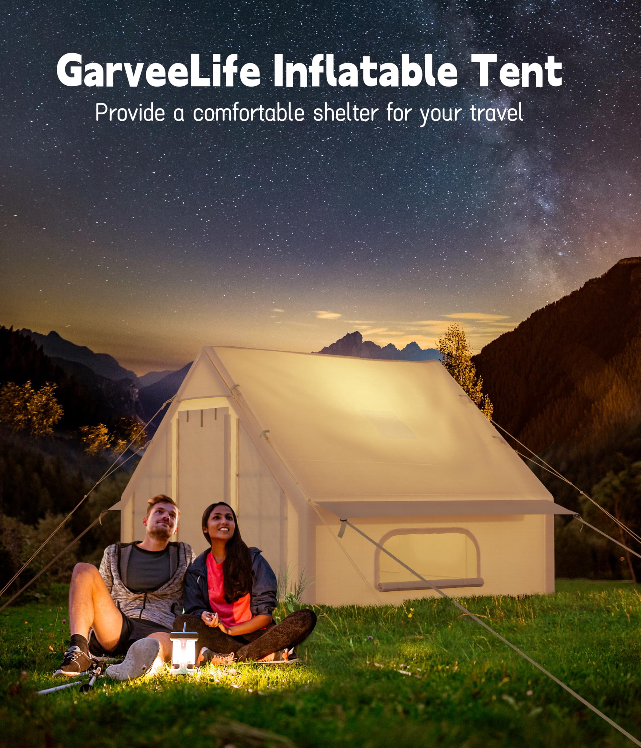 AKDSteel Inflatable Camping Tent For 6-8 Person, Waterproof Quick Setup Blow Up Tent With Pump, Oxford Inflatable House Luxury Air Tent For Camping And Outdoor Adventures