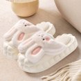 thumbnail image 4 of Womens Furry Slippers Plush Lining Cute Rabbit Removable Memory Foam Thick Bottom Soft Sole Comfortable Non-Slip Warm Winter Home Slippers White-07, 4 of 7