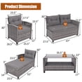 thumbnail image 3 of Costway 4PCS Patio Rattan Furniture Set Cushioned Loveseat Table Shelf Gray, 3 of 10