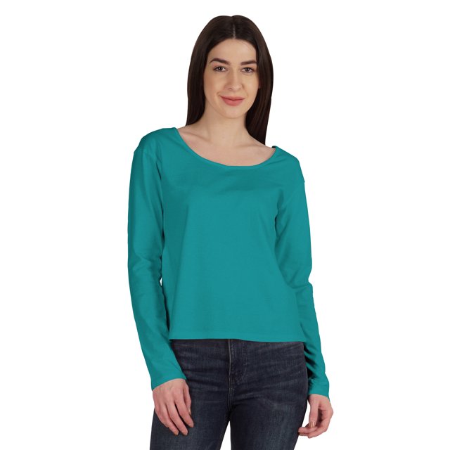 Inkmeso T-Shirt en Coton à Manches Longues Style de Rue T-Shirt à Encolure Dégagée pour Femmes Porter