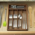 thumbnail image 1 of Extra Deep 5 Divided Compartment Rustic Pine Wood Cutlery and Flatware Drawer Storage Organizer Tray, Natural, 1 of 2