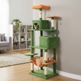 thumbnail image 3 of Costway 70" Cat Tree for Indoor Cats with Padded Top Perch, Dual Condos, Hammock, Platforms Green, 3 of 10