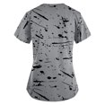 thumbnail image 3 of LSLJS Mode Femme Manches Courtes Col en V Hauts Uniforme de Travail Imprimé Poche Blouse Hauts, Blouses pour Femmes Grande Taille, 3 of 3