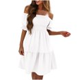 thumbnail image 2 of Gspmoly Robes d'Été pour Femmes, Robe d'Été Unie à Manches Courtes pour Femmes Robes de Mariage pour Femmes Liquidation, 2 of 6