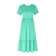 thumbnail image 5 of Penkiiy Robes Maxi pour Femmes 2024 Décontractées d'Été à Manches Courtes, Robe d'Été Ample Plissée à Étages Fluide de Plage avec Poches 2TG Vert Menthe, 5 of 5