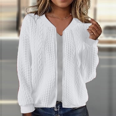 Deals of The Day Clearance Miqool Cardigan Sweaters for Women Casual Open Front Knitted Coat Lightweight Long Sleeve Zipper Up Cardigans Tops with Pockets