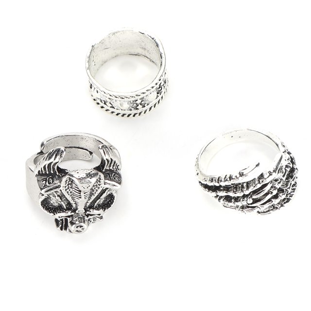 Bagues Punk, 3pcs à la Mode Vintage Punk Vintage Bagues Bijoux Bagues Réglables Efficacité Optimale