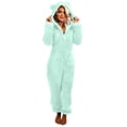 thumbnail image 2 of Combinaisons une Pièce pour Femmes à Manches Longues à Capuche Pyjama Combinaison Décontractée d'Hiver Chaude Combinaison de Nuit Combinaison d'Entraînement en Liquidation, 2 of 6