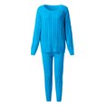 thumbnail image 4 of Womens Ladies Solid Round Neck Cable Knitted Warm 2PC Loungewear Suit Sets, 4 of 6