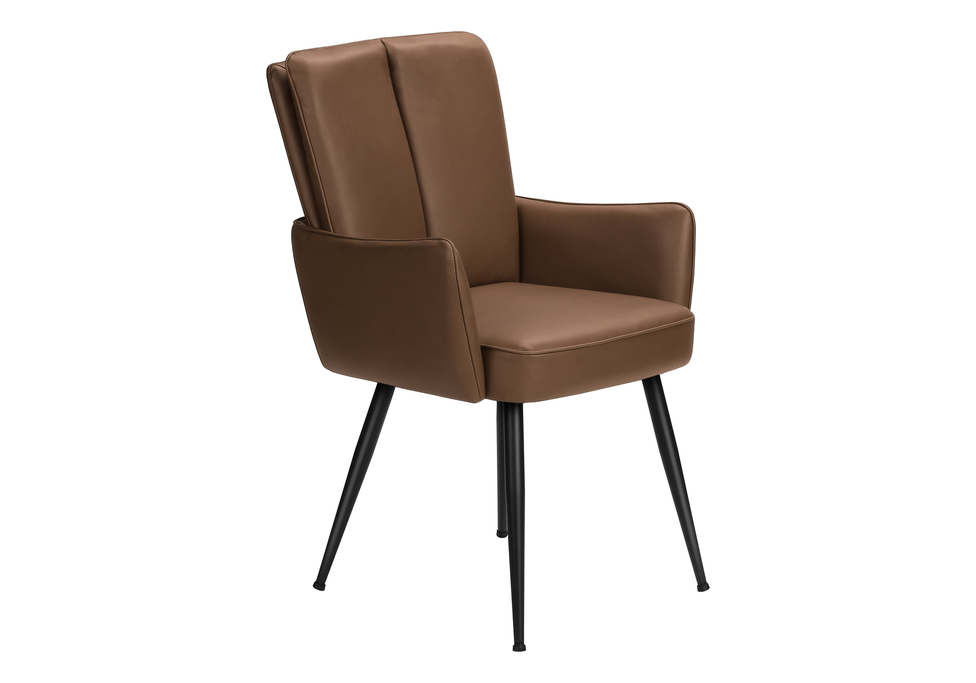 Monarch Specialties - Chaise, 36" De Haut, Ensemble De 2, Rembourré, Coté, Salle À Manger, Cuisine, Aspect Cuir Marron, Métal Noir, Contemporain, Moderne