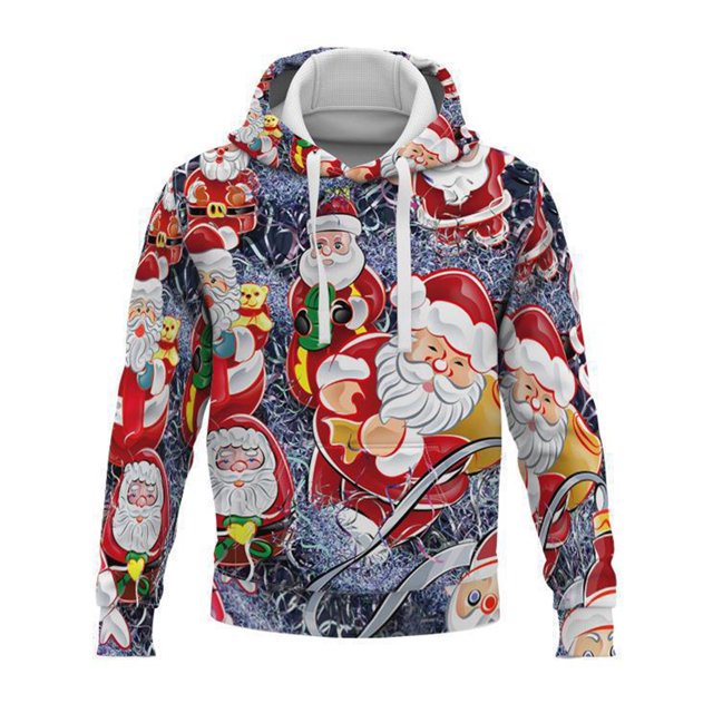 Tenmix Sweat à Capuche Homme Impression 3D Coupe Régulière Noël avec Cordon de Serrage Style m TG