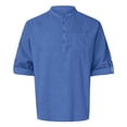 thumbnail image 4 of Kcodviy Mens Spring Loose Stand Shirt with Long Sleeve Solid Color Pocket Long Button Down Sleeve Pullover Shirt, 4 of 5
