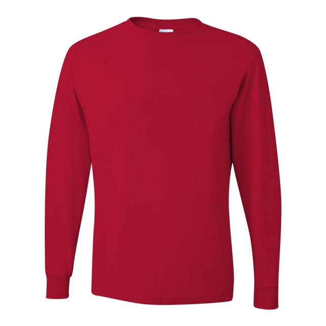 Jerzees Mens DRI-POWER Active Long Sleeve Crew T-Shirt, L, True Red