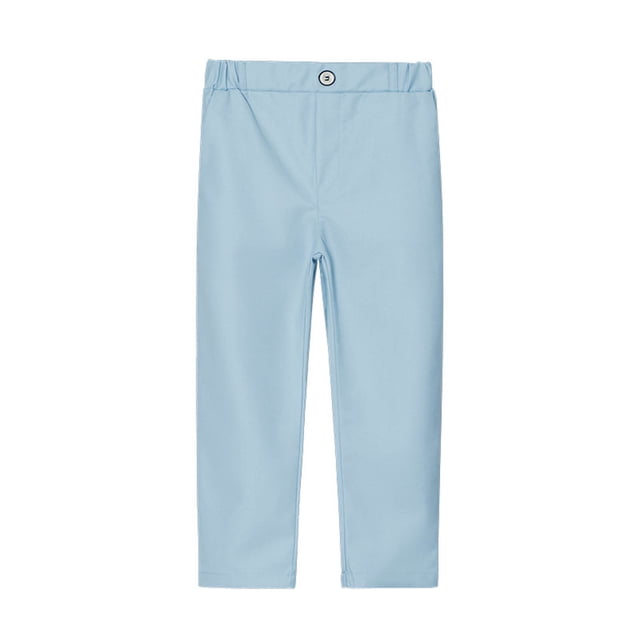 Timegard Toddler Boys Clothes Comfy Formal Pants Elastic Waist Button Trousers Solid Color 18months-13years